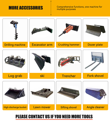 FREE SHIPPING Cheap Mini Skid Steer Loader with Hammer diesel Gasoline Engine Skeed Steer Loader